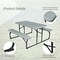 Costway Folding Picnic Table & Bench Set for Camping BBQ w/ Steel Frame White/Balck